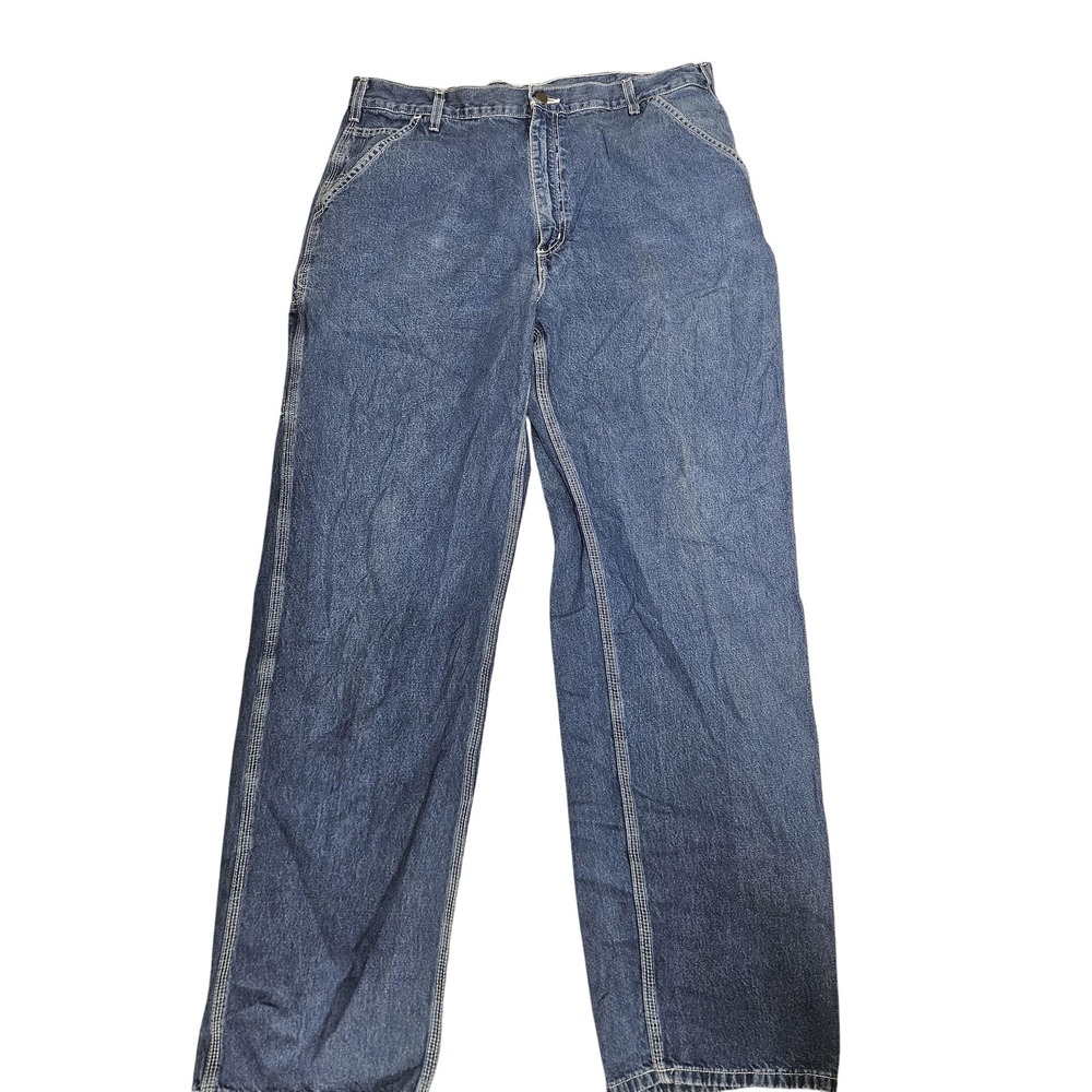 Carhartt B13 DST Jeans Mens 38x34 Blue Dark Stone Carpenter Work Denim Relaxed‎